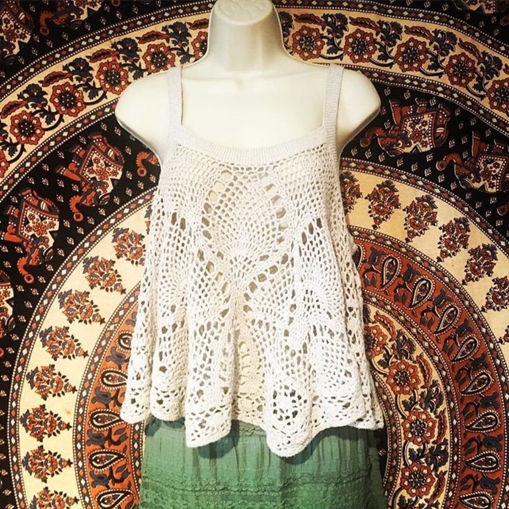 Free People Grey  Crochet Tank